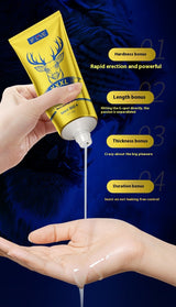 Men's massage cream with deer antler extract in yellow packaging, designed for full body massage and internal repair.